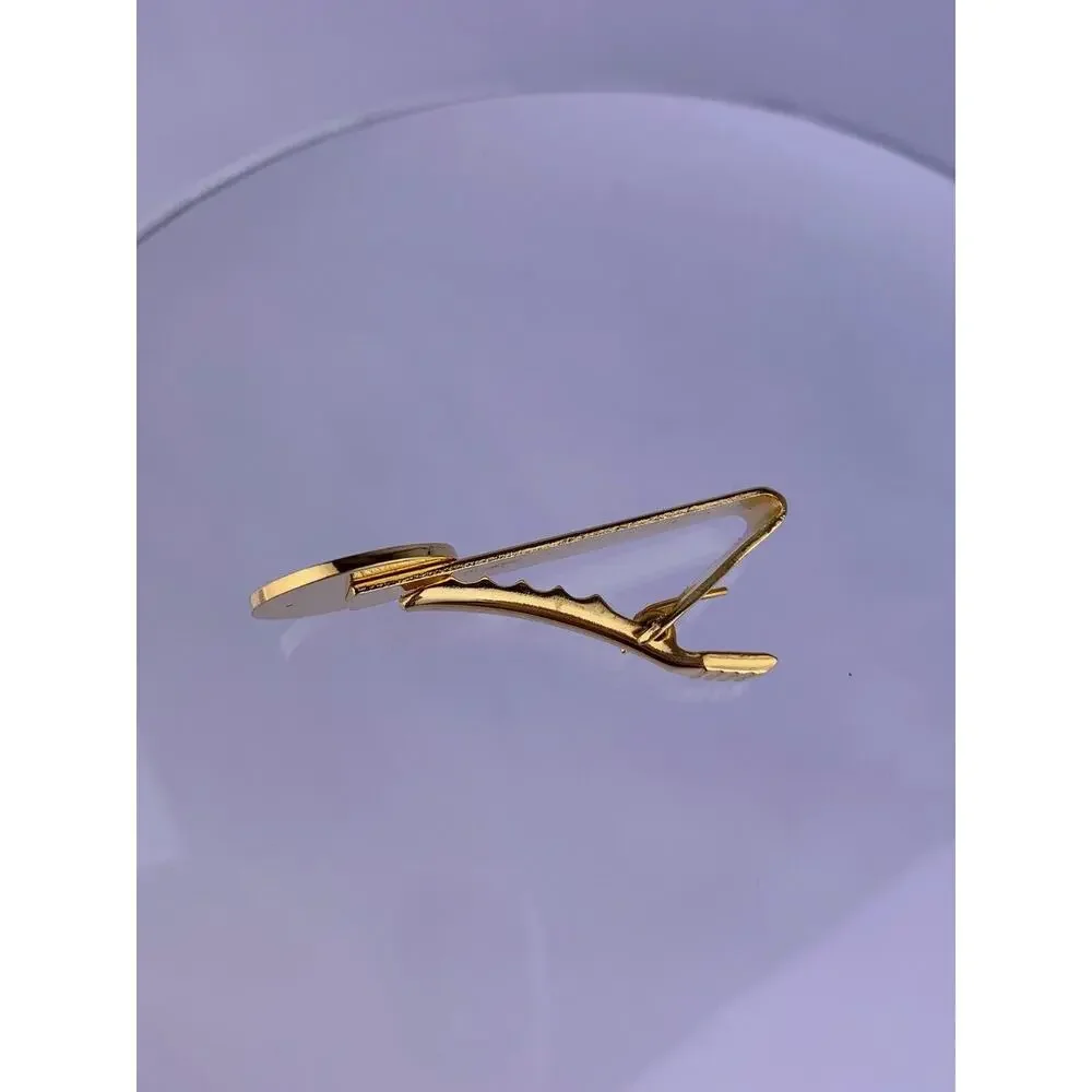 Airplane Aeroplane 14k Gold Plated Tie Clip Bar Aviation Pilot Formal Vintage